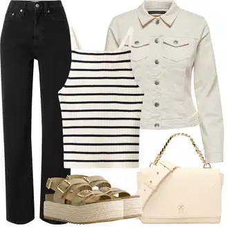 Outfit sa Crna Traperice Ravne Nogavice/Dad Traperice/High Waist Traperice/Traperice Opuštenog Kroja/Mom Jean/Traperice Standardnog Kroja/Formalna Košulja/Sužene Traperice Calvin Klein Jeans "Ljetna odjeća"