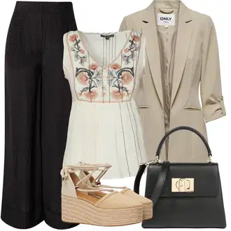 Outfit sa Crna Hlače od muslina/Culotte Hlačice/Slinky Hlača/Naborane hlače/Široka Hlača/Tradicionalna Hlača/Hlače S Naborom/Hlače s Prorezom/Palazzo Hlača/Marlene Hlača/Lanene Hlače guido maria kretschmer women "Ljetna odjeća"