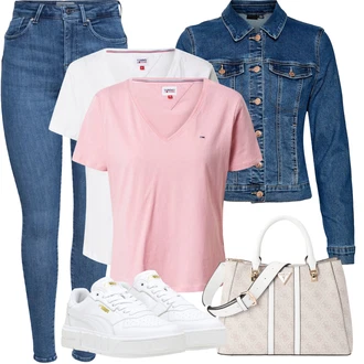 Jaro Outfit s Modrá/Tmavě modrá/Světle modrá/Pastelové barvy Krátké Džínové Bundičky/Džínové Bund VERO MODA "Letní oblečení"