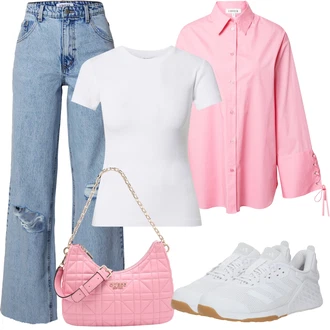 Outfity pro léto s Světle modrá/Modrá Baggy Džíny/Dad Džíny/Džíny Culottes/Džíny s Rozparkem/Džíny s Dírou/Džíny Volného Střihu/Kožené bundy/Vintage džíny/Džín s Širokou Nohavicí Edited "Letní oblečení"