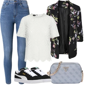 Outfit s Fialová/Černá/Červená/Růžová/Vícebarevný/Zelená Oblek Dámský Potištěný Sako/Dlouhý Sako/Blůzové Sako/Oversize Sako/Elegantní Sako/Boyfriend Sako Pieces "Outfit na léto"