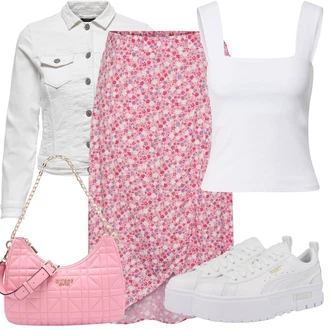 Móda pro plnoštíhlé Outfit s Šedá/Krémová/Bílá/Světle šedá Džínové Bund/Krátký Bund/Letní Bund/Košilová bunda/Krátký Bund/Krátké Džínové Bundičky Only "Outfit na léto"