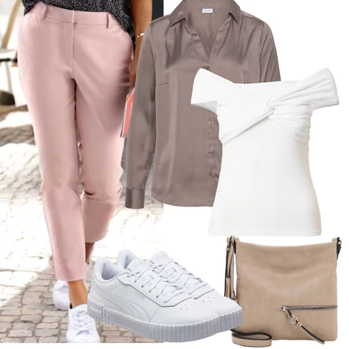 Kombinace Růžová/Béžová/Fialová/Hnědá 7/8 Kalhoty/Chinos/3/4 Kalhoty/Capri kalhoty/Navlékací Kalhoty/Obleková Kalhoty/Úzká Kalhoty/Bengaline Kalhoty/Kalhoty s nášivkou uprostřed/Kalhoty se Štěrbinou Lascana