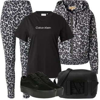 Outfit s Šedá/Tmavě šedá/Černá/Červená Nezařazené Armani Exchange "Letní oblečení"