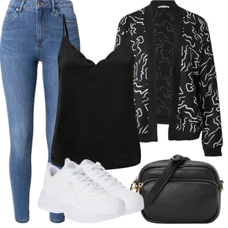 Babydoll, Stil Outfit sa Crna/Bijela/Siva Majica I Top Veći Broj/Tunika/Haljina Veći Broj/Kupaći Kostim Za Veću Veličinu/Bluza Veći Broj Only "Ljetna odjeća"Look: Babydoll, Preodjeven, Seksi, Besprijekorno