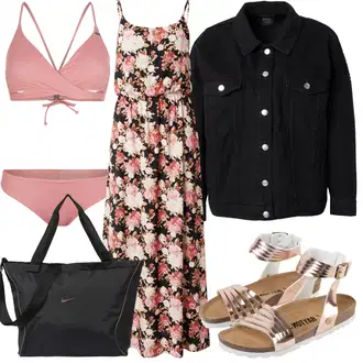 Outfit sa Smeđa/Pink/Crvena Haljina/Haljina Veći Broj Only "Ljetna odjeća"