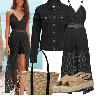 Outfit sa Crna/Siva Haljina Veći Broj VIVANCE "Ljetna odjeća"