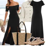 Černé outfity se šaty s mokrým vzhledem image