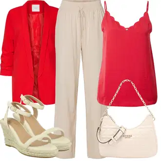 Outfit sa Kaki/Bež/Smeđa Pamučna Hlača/Hlače od muslina/Hlača za Plažu/Lanene Hlače/Tradicionalna Hlača/Pidžama Hlača/Slip-on Hlača/Relax hlače SELECTED FEMME "Ljetna odjeća"