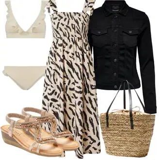 Outfit s Bílá/Khaki/Béžová Bikiny s volánky/Bikiny s průstřihem/Bikinový set/Volánový plavky/Women's Lingerie & Swimwear Shiwi "Outfit na léto"