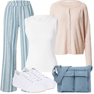 Outfit sa Svjetloplava/Plava Hlača za Plažu/Štofaste hlača/Tradicionalna Hlača/Palazzo Hlača/Hlače od muslina/Široka Hlača/Marlene Hlača/Duga Hlača/Lanene Hlače/Hlača s Uzorkom/Hlače s Prorezom Sisters Point "Ljetna odjeća"
