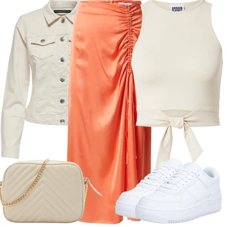 Outfit s Hnědá/Béžová/Oranžová/Bílá/Khaki Jarní bunda/Manšestrová Bunda/Košilová bunda/Džínové Bund/Krátký Bund/Krátké Džínové Bundičky/Vintage Bund/Letní Bund Only "Letní oblečení"