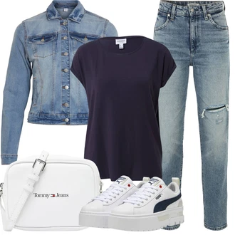 Outfit s Šedá/Modrá/Světle modrá Džíny s Dírou/Zužující se Džíny/Džíny s Rozparkem/Girlfriend Džíny/Dad Džíny/Kožené bundy/Boyfriend Džínové kalhoty Wrangler "Outfit na léto"