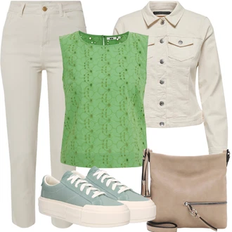 Outfit s Hnědá/Béžová/Oranžová/Bílá/Khaki Jarní bunda/Manšestrová Bunda/Košilová bunda/Džínové Bund/Krátký Bund/Krátké Džínové Bundičky/Vintage Bund/Letní Bund Only "Letní oblečení"