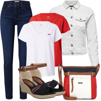 Lehké Outfit s Krémová/Bílá/Světle šedá/Šedá Džínové Bund/Krátký Bund/Letní Bund/Košilová bunda/Krátký Bund/Krátké Džínové Bundičky Only "Outfit na léto"