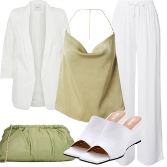 Djeveruša Outfit sa Siva/Bijela/Krem Hlače Hlača za Plažu/Pidžama Hlača/Duga Hlača/Jersey Hlača/Palazzo Hlača/Relax Hlače/Hlače od muslina/Hlače S Naborom/Široka Hlača/Salonska Hlača/Slip-on Hlača mylavie by sarah harrison "Ljetna odjeća"
