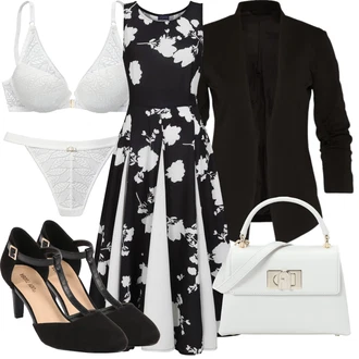 Outfit s Černá/Růžová/Červená Květinové Šaty/Šaty Bez Rukávů/Elegantní Šaty/Skater šaty/Midi Šaty/Šaty Fit & Flare/Šaty v Délce do Lýtka/Rock'n rollové šaty/Šaty S Potiskem/Šaty Do Áčka hotsquash "Outfit na léto"