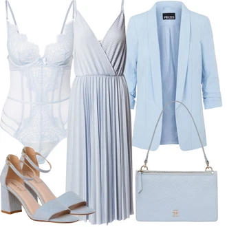 Nevesta Outfit sa Svjetloplava Čipkasti Bodiji/Čipkasti grundjac/Body s žicom/Tijelo bez žica/Mesh Bodij/Prozirni Body/steznik/Korselet HUNKEMÖLLER "Ljetna odjeća"