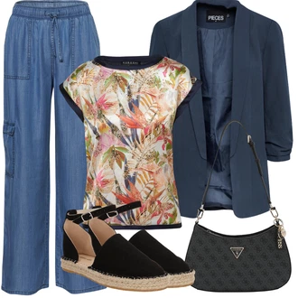 Outfit s Béžová/Hnědá/Černá Espadrille sandál/Espadrilka/Espadrille pantofle/Letní Bota About You "Letní oblečení"