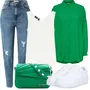 Kombinovat zelenou jersejovou blůzu image