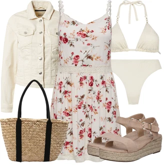 Outfit sa Krem/Bijela/Narandžasta/Bež/Kaki Gajtana Jakna/Crop Jakna/Kratka Jakna/Kratka Traper Jakna/Proljetna jakna/Ljetna jakna/Vintage Jakna/Traper Jakna Only "Ljetna odjeća"