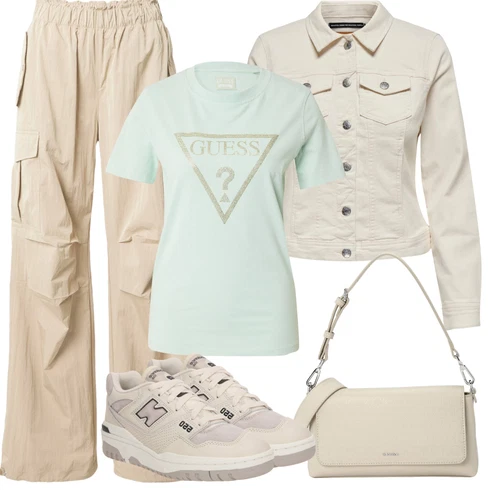 Kombinace Khaki/Béžová Cargo Kalhoty/Cargo Tepláky/Padáková Kalhoty Sisley