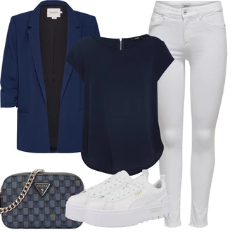 Outfit s Tmavě modrá Obchodní košile/Ležérní košile/Business košile/Košile s krátkým rukávem Only "Letní oblečení"