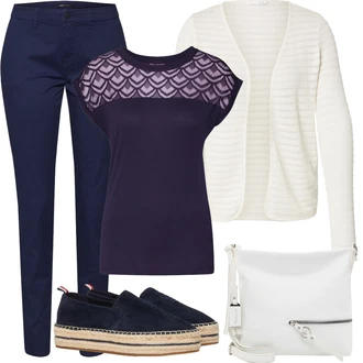 Mom Křest Outfit s Krémová/Bílá Móda Pro Plnoštíhlou Pletenina veľkej veľkosti Only "Letní oblečení"Look: Layered, Mom, Kancelář, Chytrý příležitostný, Univerzitní, Bar, Křest, Koncert, Biřmování, Chatky, Škola