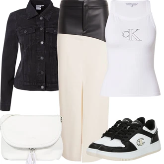 Podzim Outfit s Černá Přechodné Bundy/Krátké Džínové Bundičky/Košilová bunda/Jarní bunda/Vlněná Bund/Džínové Bund/Letní Bund/Uniformní Bund/Manšestrová Bunda/Vojenské Bund VERO MODA "Outfit na léto"
