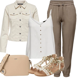Outfit s Hnědá/Béžová/Oranžová/Bílá/Khaki Jarní bunda/Manšestrová Bunda/Košilová bunda/Džínové Bund/Krátký Bund/Krátké Džínové Bundičky/Vintage Bund/Letní Bund Only "Outfit na léto"