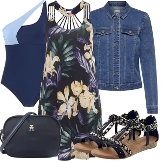 Outfit s Tmavě modrá/Světle modrá/Modrá Krátké Džínové Bundičky/Džínové Bund Only "Outfit na léto"