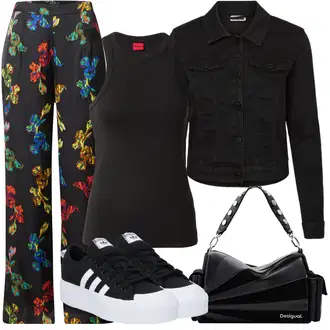Outfit sa Ljubičasta/Bež/Zeleno/Šareno/Žuta Palazzo Hlača/Lepršave Hlača/Hlača s Uzorkom/Široka Hlača/Štofaste hlača/Marlene Hlača Nasty Gal "Ljetna odjeća"
