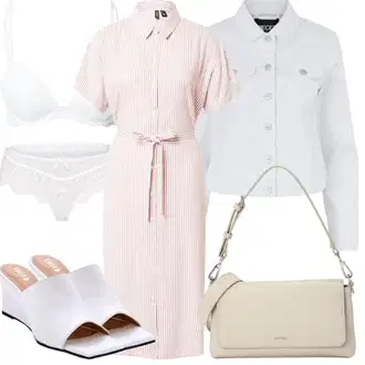 Outfity pro léto s Růžová Košilové šaty/Halenkové Šaty/Šaty s Páskem VERO MODA "Letní oblečení"