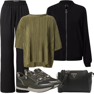 Outfity pro léto s Černá Slinky Kalhoty/Tradiční Kalhoty/Mušelínové kalhoty/Relaxační kalhoty/Domácí Kalhoty/Plisovaná kalhoty/Navlékací Kalhoty/Žerzejová Kalhoty/Široká Kalhoty/Dlouhá Kalhoty/Palazzo Kalhoty B.young "Outfit na léto"