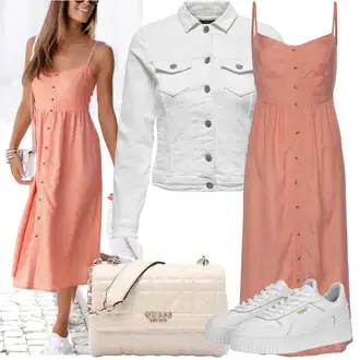 Outfit s Oranžová/Růžová/Fialová Manšestrové Šaty/Šaty s Kapsou/Šaty v Délce do Lýtka/Šaty Niki/Ležérní Šaty/Letní Šaty/Bavlněné Šaty/Šaty Bez Rukávů/Midi Šaty Lascana "Outfit na léto"