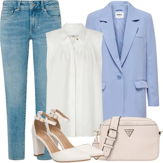 Kombinacije za ljeto sa Svjetloplava/Plava Sužene Traperice/Boyfriend Jeans/Ženske Traperice 7/8 Dužine/Mom Jean/Girlfriend Traperice/Dad Traperice/Skraćene Traperice/Traperice s Prorezom/Traperice Slim Kroja/Čizma do Gležnja "Ljetna odjeća"