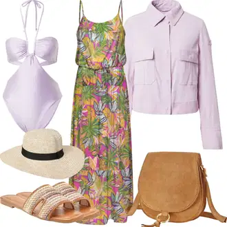 Outfit sa Ljubičasta Kupaći Kostim s ovratnikom/Bandeau tankini/Monokini Kupaći Kostim/Bandeau Kupaći Kostim/Cut out bikini/Cut out Kupaći Kostim/Women's Lingerie & Swimwear HUNKEMÖLLER "Ljetna odjeća"