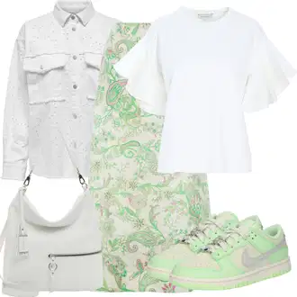 Outfit s Šedá/Bílá/Žlutá/Krémová Letní Bund/Cargo bunda/Blůzová Bunda/Jacquard Bund/Udržitelná bunda/Ažurová pletená bunda/Reflexní Bund/Košilová bunda Only "Letní oblečení"
