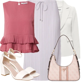Vysoké Podpatky Outfit s Bílá/Krémová/Červená/Hnědá Sandály Sandál s podpatkem/Sandál Na Širokém Podpatku About You "Letní oblečení"