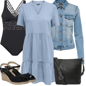 Outfit s Černá/Tmavě modrá/Tmavě šedá Plavky Souprava/Plavky s minimálním střihem/Tankin Push-up/Plavky na kontrolu břicha/Zeštíhlující Plavky/Plavky s průstřihem/Jednodílné Plavky/Push-up tankini/Bezdrátový Plavky Lascana "Letní oblečení"