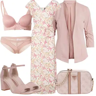 sviatočné Outfit sa Pink/Smeđa Omotna Haljina/Haljina matični ured svat/Haljina za vjenčanje/Haljina S Printom/Maksi Haljina/Duga Ljetna Haljina VERO MODA "Ljetna odjeća"Look: Jazz, Romantičan, Za Kuću, Elegantan, 20-ih godina, Mom, Vintage, sviatočné