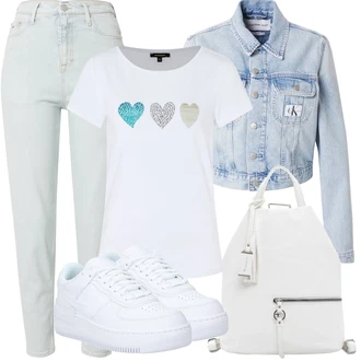 Outfit s Světle Modrá/Modrá Krátký Bund/Džínové Bund/Krátké Džínové Bundičky/Vintage Bund Calvin Klein "Letní oblečení"