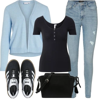 Outfit s Modrá/Tmavě zelená/Černá/Béžová Nízká Teniska/Teniska na platformě/Skate Bota/Letní Tenisky Adidas Originals "Outfit na léto"