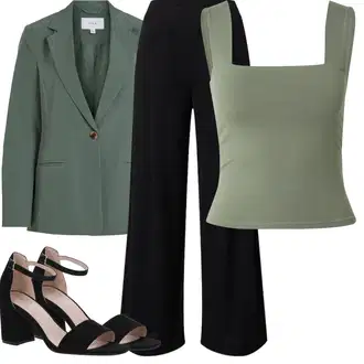 Outfit sa Crna/Žuta/Tamnoplava Palazzo Hlača/Hlače od muslina/Široka Hlača/Hlače Visokog Struka/Culotte Hlačice/Hlače s Prorezom/Marlene Hlača/Lanene Hlače/Tradicionalna Hlača Edited "Ljetna odjeća"