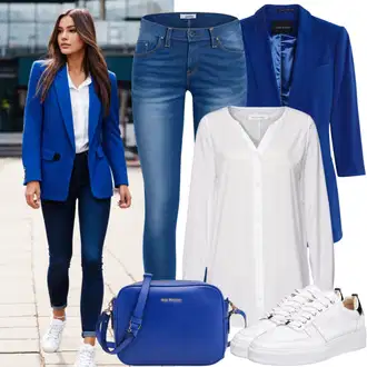 Outfit s Světle Modrá/Modrá Blejzrové Bund/Boyfriend Sako/Neformální Sako/Kožená bunda pro muže/Elegantní Sako/Krátké Sako/Kožená Pánská Bund WE Fashion "Tope Casual Outfit"