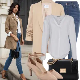 Outfit sa Bež/Kaki/Smeđa Kožna Jakna za muškarce/Pamučni Sakoi/Boyfriend Sako/Kratki Sako/Kožna Jakna za Muškarce/Casual Sako/Oversize Sako/Sako Jakna/Kožna Jakna/Kargo Blejzer tatuum "Uređeni Poslovni Stil"