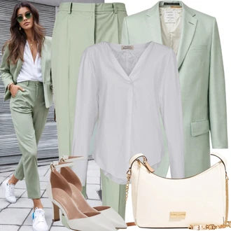 Outfit s Černá/Zelená/Fialová Dvojřadový Sako/Kožená Pánská Bund/Blejzrové Bund/Neformální Sako/Kožená bunda/Kordové Sako/Kožená bunda pro muže/Bavlněný Sako/Boyfriend Sako/Blůzové Sako/Sako s Peřím/Lidové Sako/Cargo Sako Drykorn "Večeře Business Look"