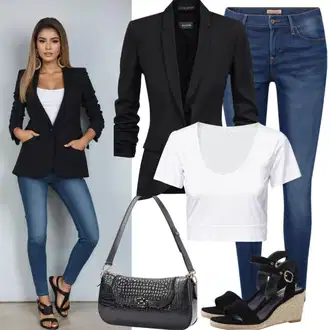 outfit mit Škrlatna/Črna/Roza/Metino zelena/Zelena/Bela Kratki top Vans "Blazer v poletnem videzu"