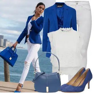 Outfity pro práci S křivkami s Šedá/Bílá/Krémová Tunika/Tričko & Top Móda Pro Plnoštíhlé/Halenka Móda Pro Plnoštíhlou/Pletenina veľkej veľkosti Only "Pouliční styl oblečení"