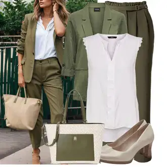 Outfity pro práci S křivkami s Bílá/Šedá/Hnědá Halenka Móda Pro Plnoštíhlou/Tunika Only "Oblečení pro volný čas"